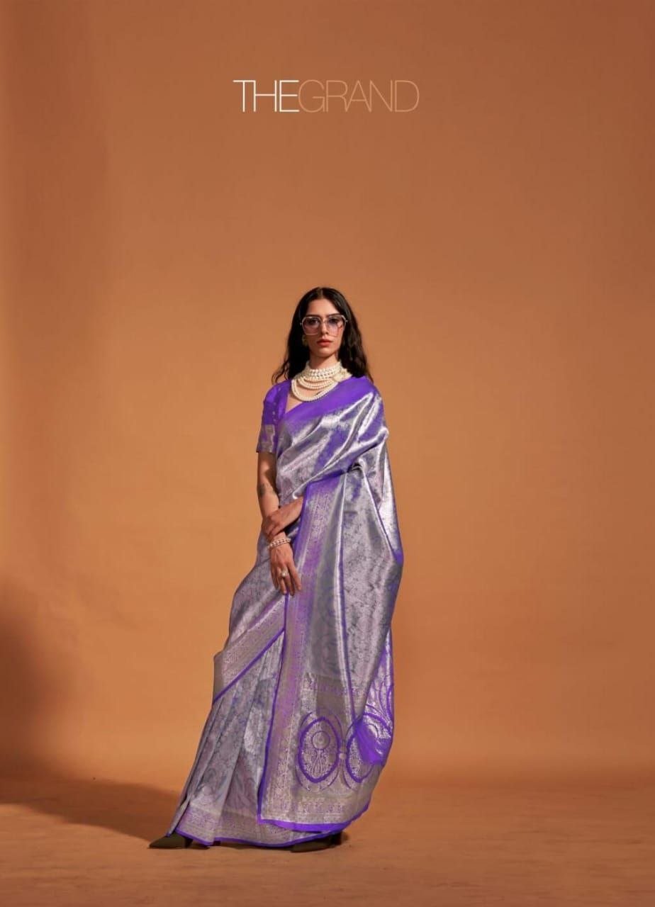 Broked Kachi Rekha Silver Jori Weaving Saree. - Image 5