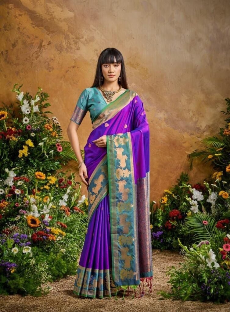 Dupiyan Silk Shikarga Border Jori Weaving Saree.