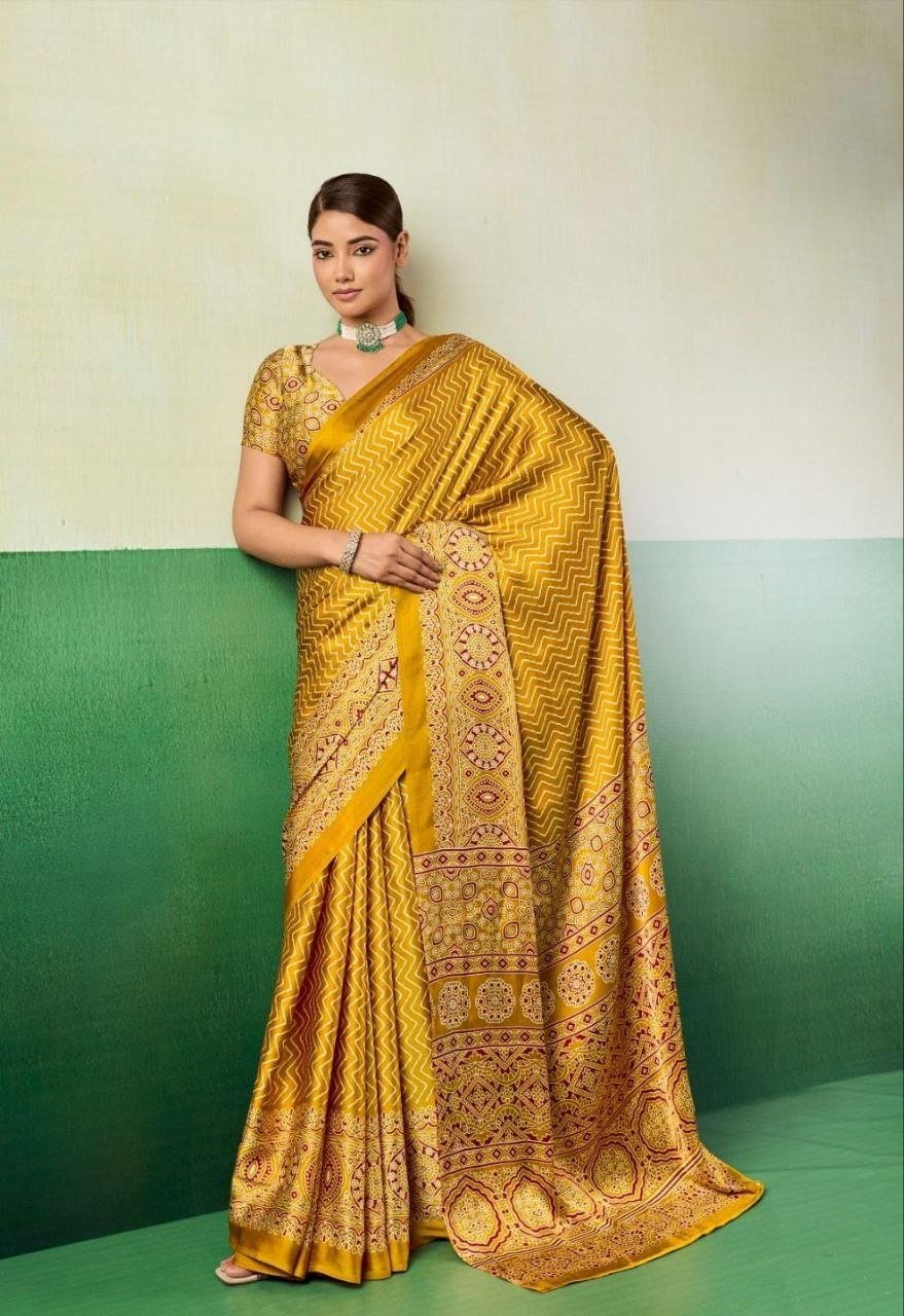 Modal Silk Ajrak Print Saree. - Image 5