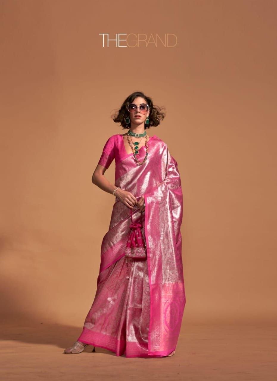 Broked Kachi Rekha Silver Jori Weaving Saree. - Image 3