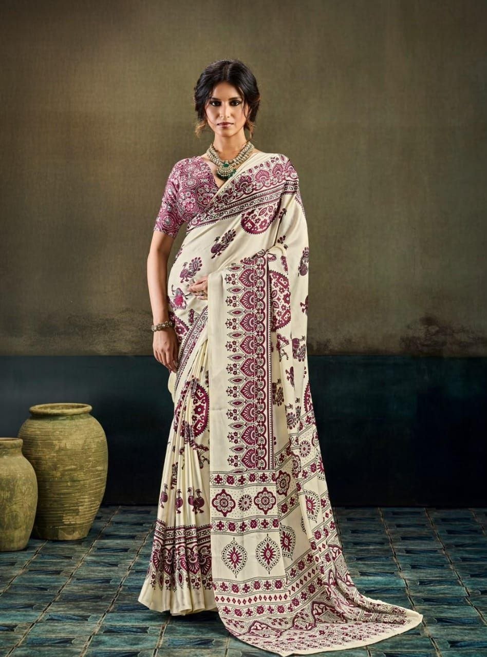 Modal Silk Ajrak Print Saree. - Image 6