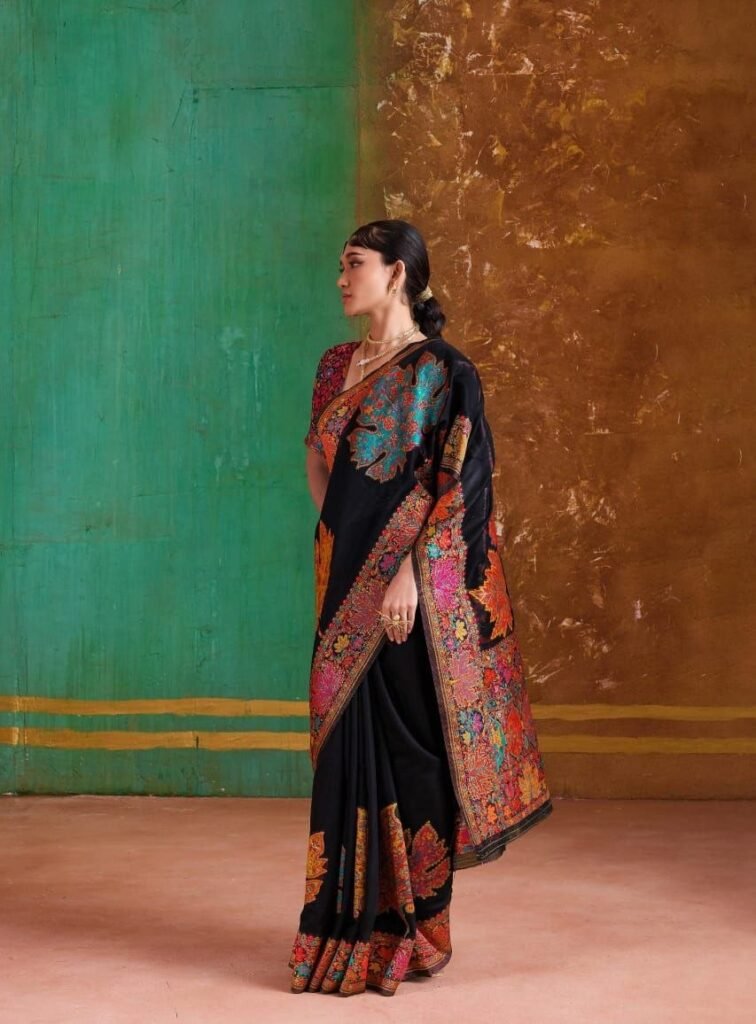 Modal Cotton Woden Strics Kashmiri Kani Saree.