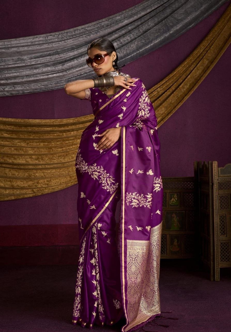 Munga Malbari Silk Copper & Silver Jori Hand Weaving Saree