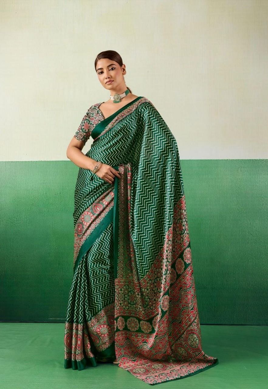 Modal Silk Ajrak Print Saree. - Image 2