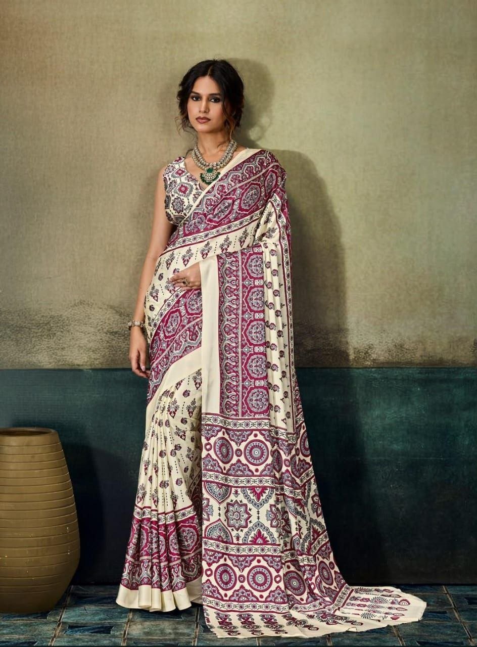Modal Silk Ajrak Print Saree. - Image 5