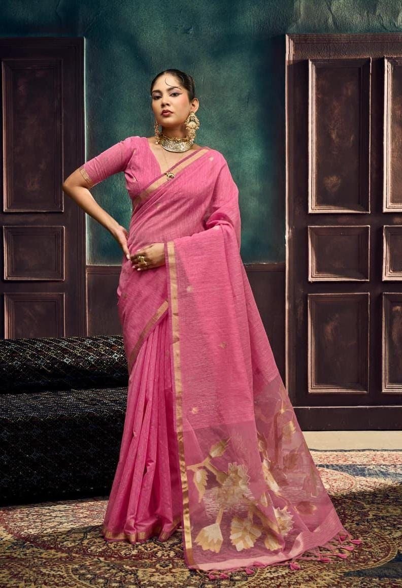 Matka Silk Organza Pallu Weaving Saree. - Image 4