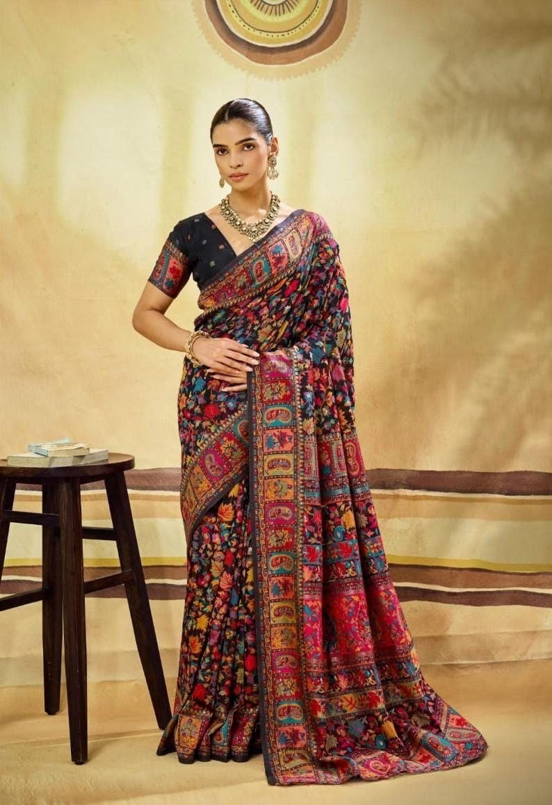 Modal Cotton Woden Strics Kashmiri Kani Saree. - Image 6