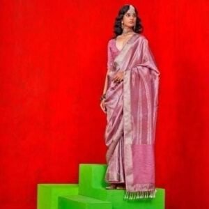 Eri Silk Tishu Copper & Silver Jori Hand Weaving Saree.