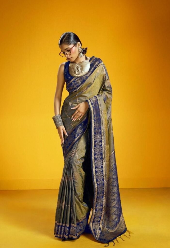 Bangalore Silk Jori Weaving Saree.