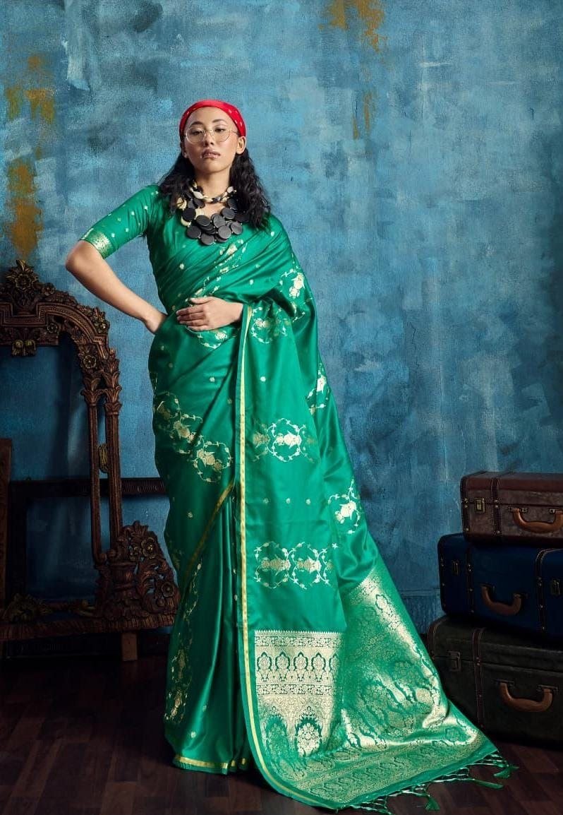 Munga Malbari Silk Copper & Silver Jori Hand Weaving Saree. - Image 5