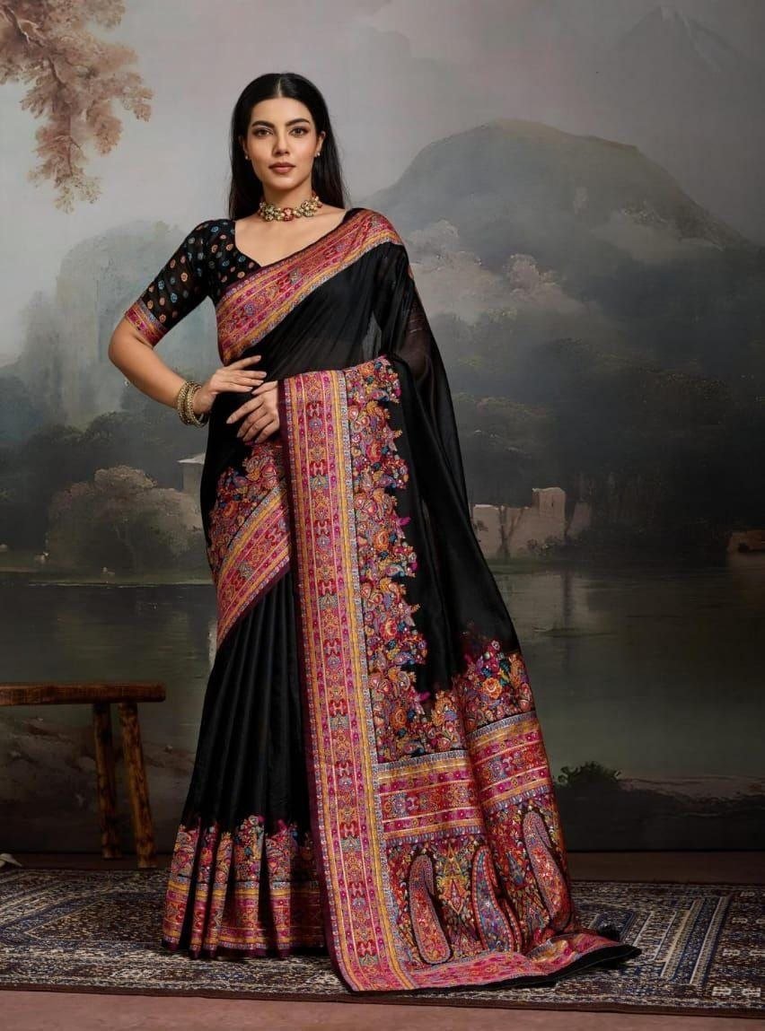 Modal Cotton Woden Strics Kashmiri Kani Saree. - Image 5