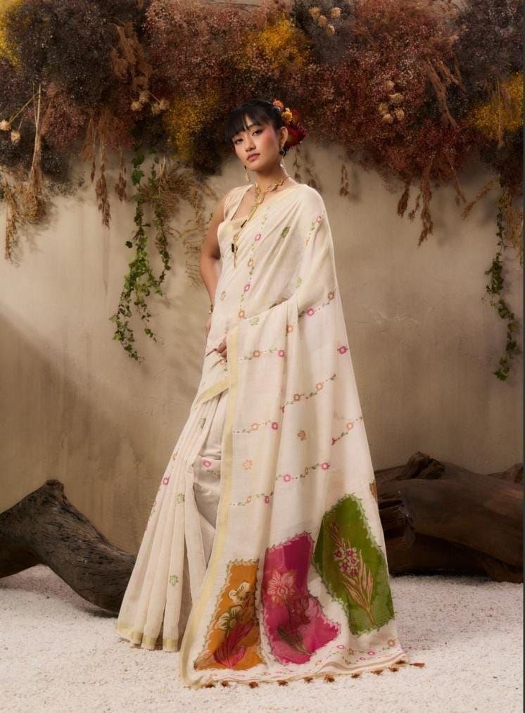 Munga Cotton Reshom Thread Weaving Saree