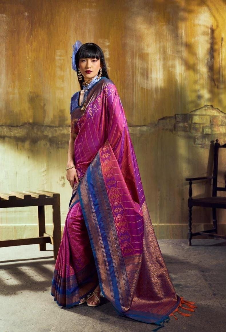 Bangalore Silk Jori Weaving Saree - Image 2