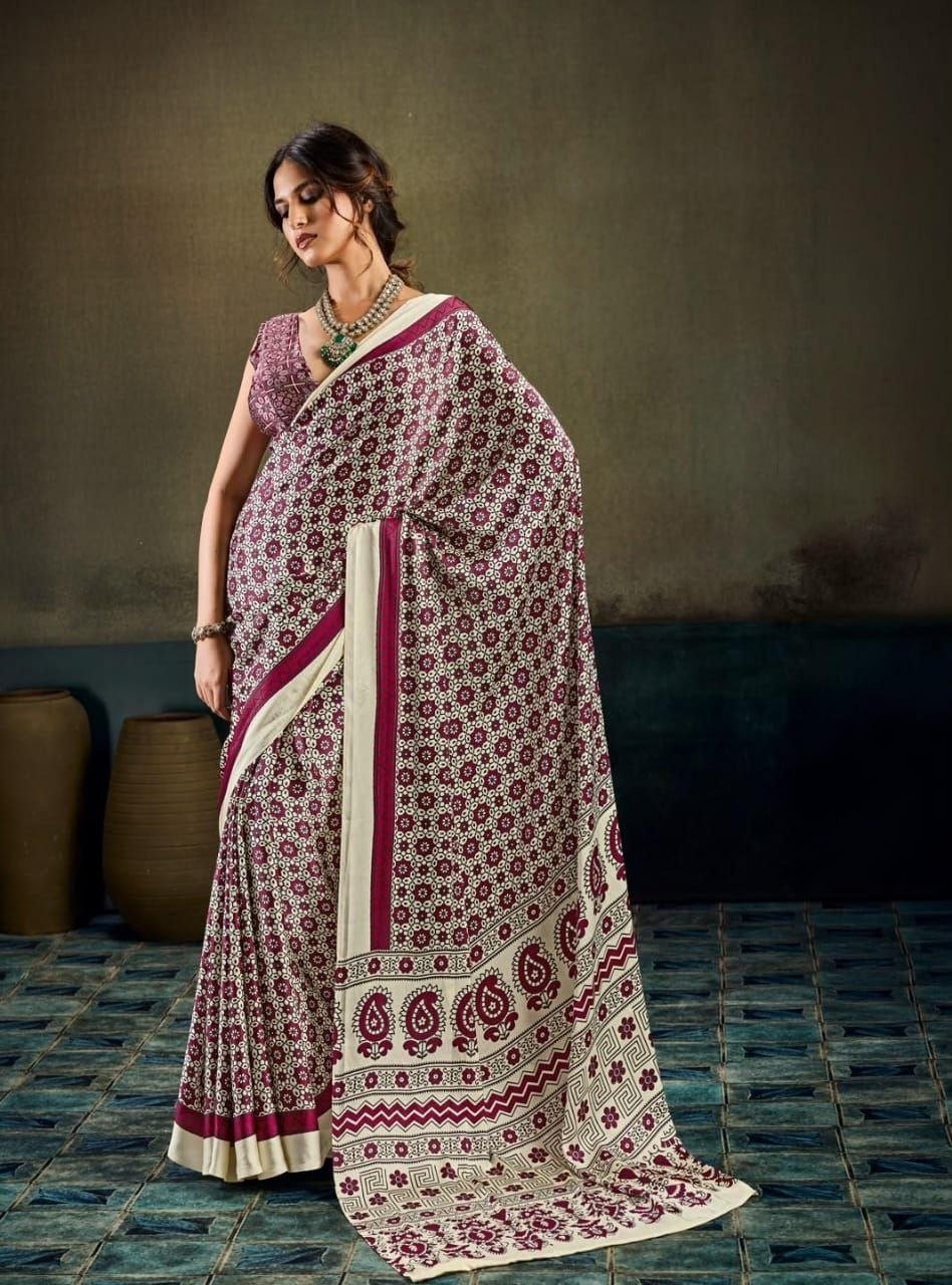 Modal Silk Ajrak Print Saree. - Image 3