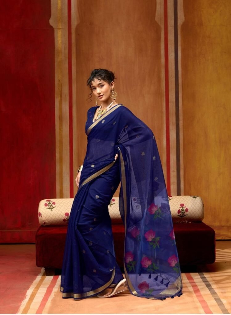 Spun Silk Reshom Thread Weaving Saree.