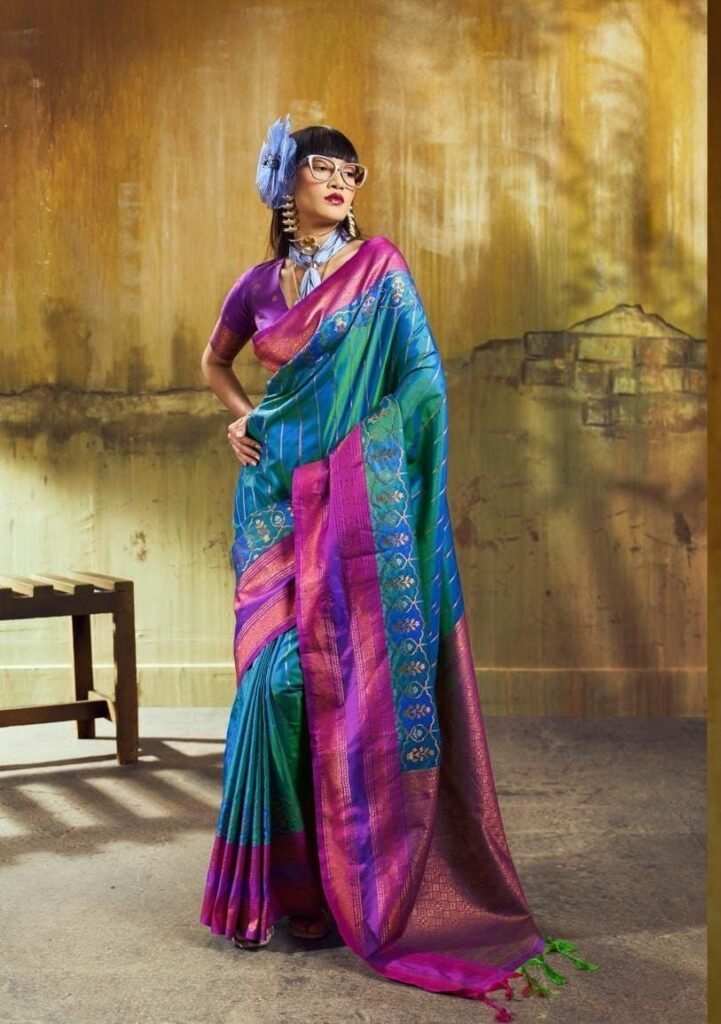 Bangalore Silk Jori Weaving Saree