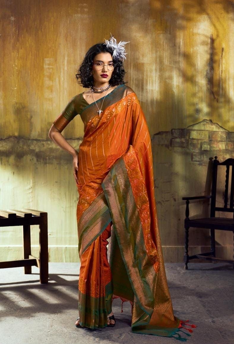 Bangalore Silk Jori Weaving Saree - Image 4