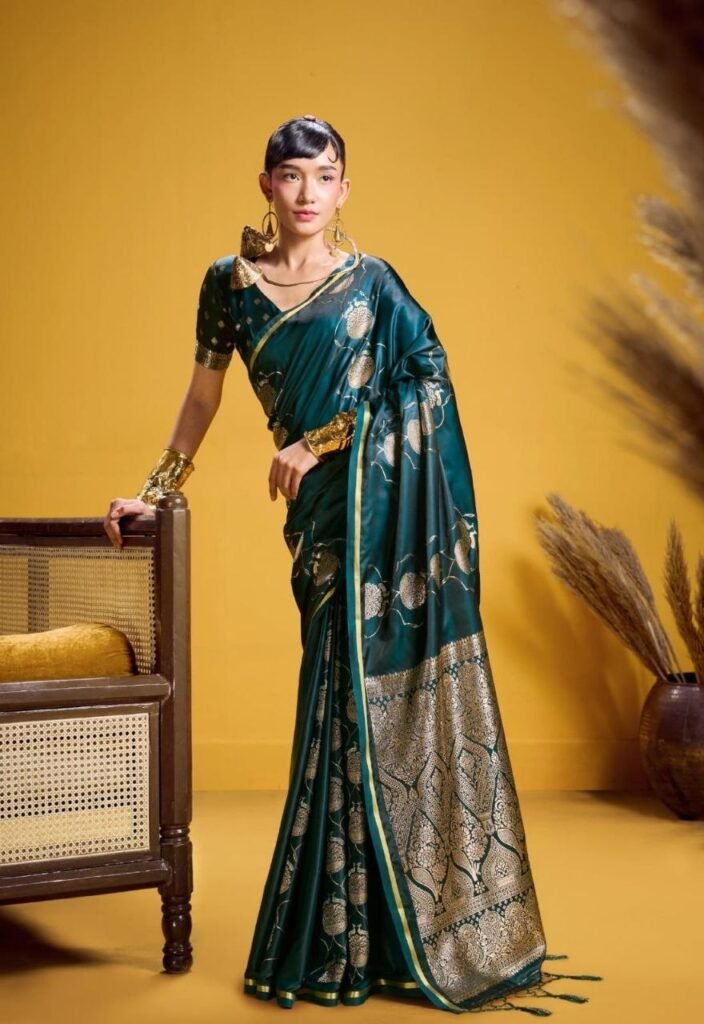 Munga Malbari Silk Copper & Silver Jori Hand Weaving Saree.