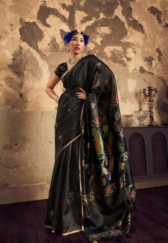Kora Silk Reshom Thread Weaving Saree