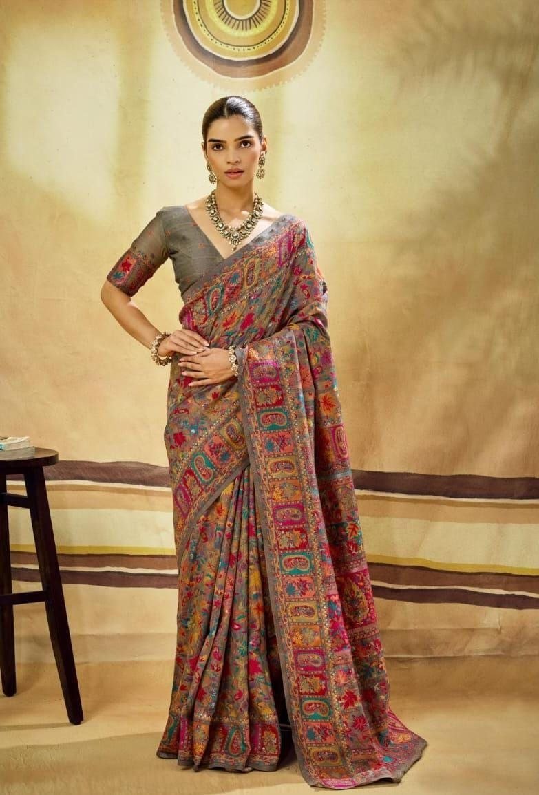Modal Cotton Woden Strics Kashmiri Kani Saree. - Image 5