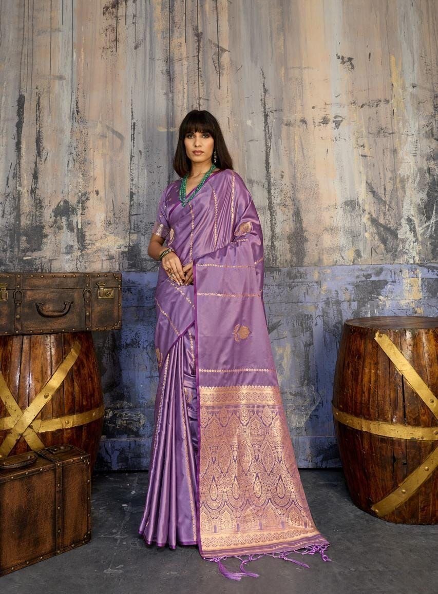 Munga Malbari Silk Copper & Silver Jori Hand Weaving Saree. - Image 3