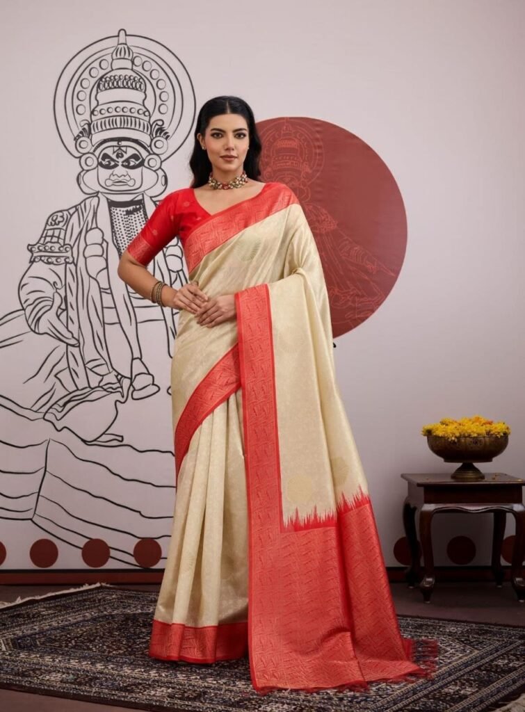 Row Silk Tshar Hand Weaving Saree.
