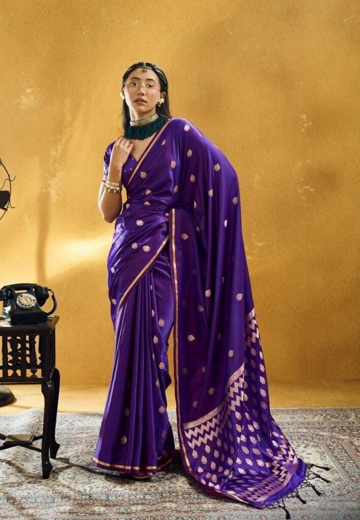 Munga Malbari Silk Copper & Silver Jori Hand Weaving Saree.