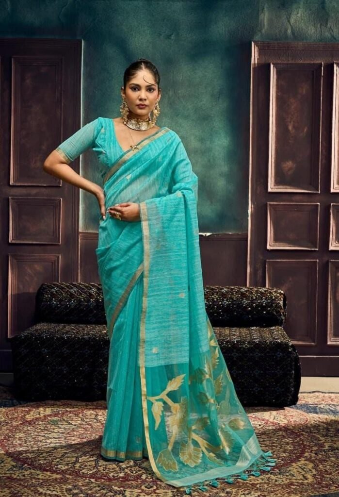 Matka Silk Organza Pallu Weaving Saree.