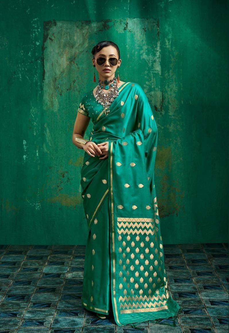 Munga Malbari Silk Copper & Silver Jori Hand Weaving Saree. - Image 4