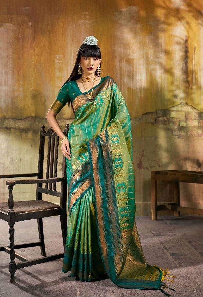 Bangalore Silk Jori Weaving Saree - Image 3